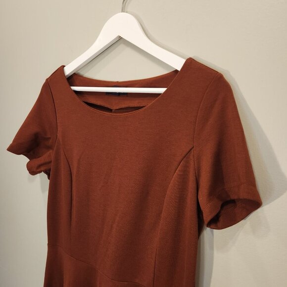 Lands End Cotton Dress Fit and Flare Brown T-Shirt Scoop Neck - Size M(8-10) - Picture 3 of 6